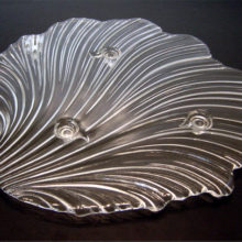 Feather Plume Art Glass Cake Plate