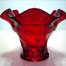 Fenton Art Glass #1611 Georgian vase in ruby red.