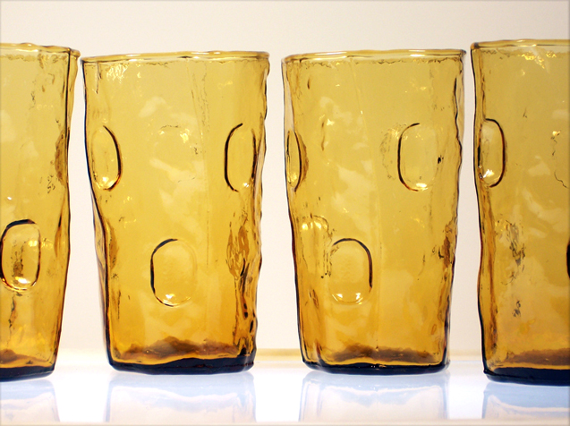 Flintsone Style Mid-Century Glass Tumbler Set