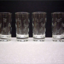 A set of four Anchor Hocking cubist cut tumblers, pattern #J3616. Circa 1960's.