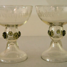 Set of 2 German made Deinhard Cabinet wine chalice antique roemers.
