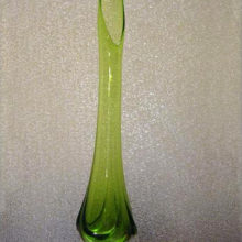 Giant Viking Art Glass #7101 Epic Draped & Swung Floor Vase in Lime Green.