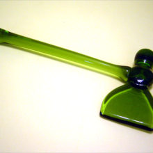 Large 10.75" Hand Tooled Glass Axe.