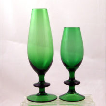 Retro space age art glass vase set.