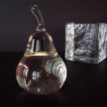 Hand Blown Solid Glass Pear Paperweight.