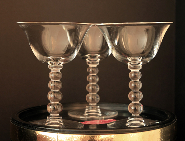 This lovely set of Candlewick wine stems at a touch of elegance to a table set for two.
