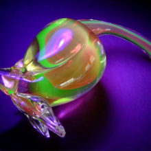 This vaseline glass duck was made by the Italian Cenedese glass makers, co-owed by Alfredo Barbini.