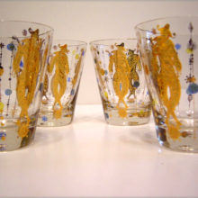 Ultra retro set of four Jester Rock Glasses.
