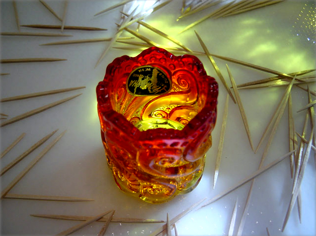 Amberina Glass Toothpick Holder by Kanawha