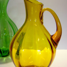 The handle of this Jonquil optic pitcher is applied.