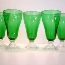 Fabulous set of 5 large Forest Green Inspiration Goblets by Anchor Hocking, circa 1950's.
