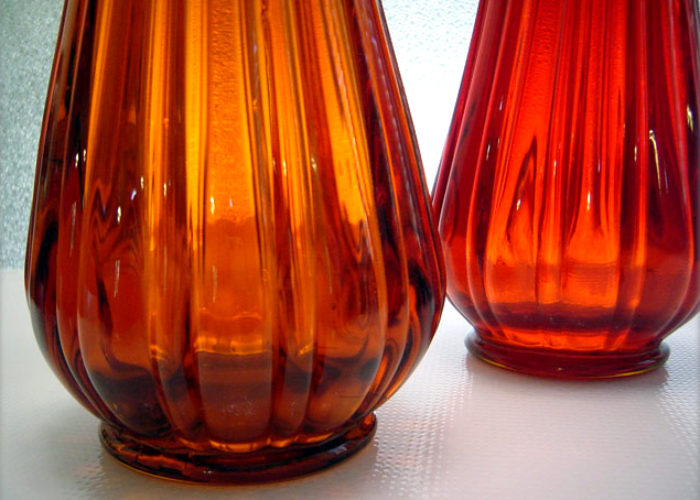 Large Orange Floor Vase by LE Smith