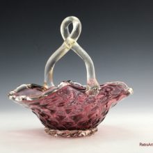Beautiful Vintage Venetian Glass Basket From Early Mid-20th Century Italy. Sticker on base; "Genuine Venetian Glass Made in Murano Italy".