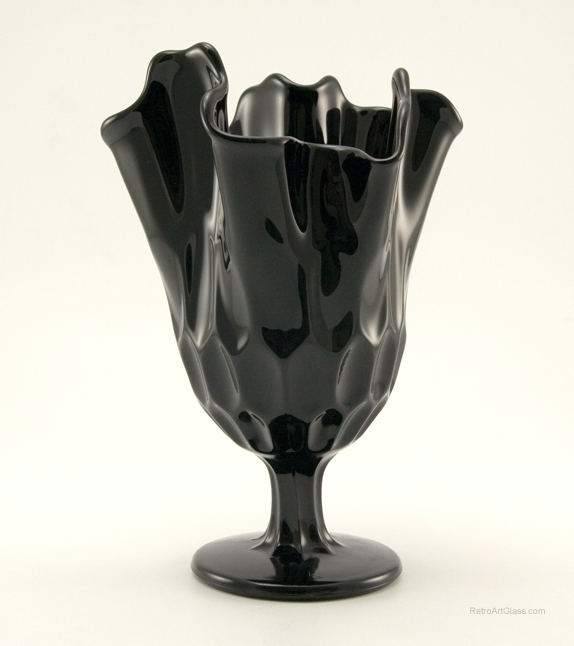Black Depression Glass Honeycomb Ruffle Vase