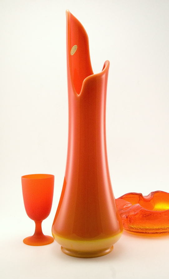 Orange Slag Retro Modern Vase with the Fayette Label