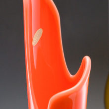 This eccentric retro modern vase commands attention. It's tall, measures 17.26" high. Can accommodate an armful of flowers or grasses.