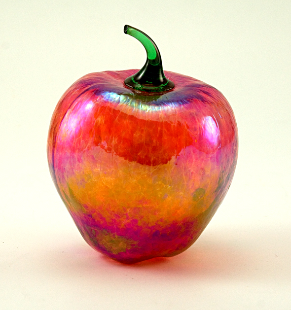 Glass Eye Studio Large Iridescent Apple - Retro Art Glass