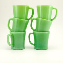 No need to search and collect Fire King Jadite mugs one by one.Here is an entire set of 6!