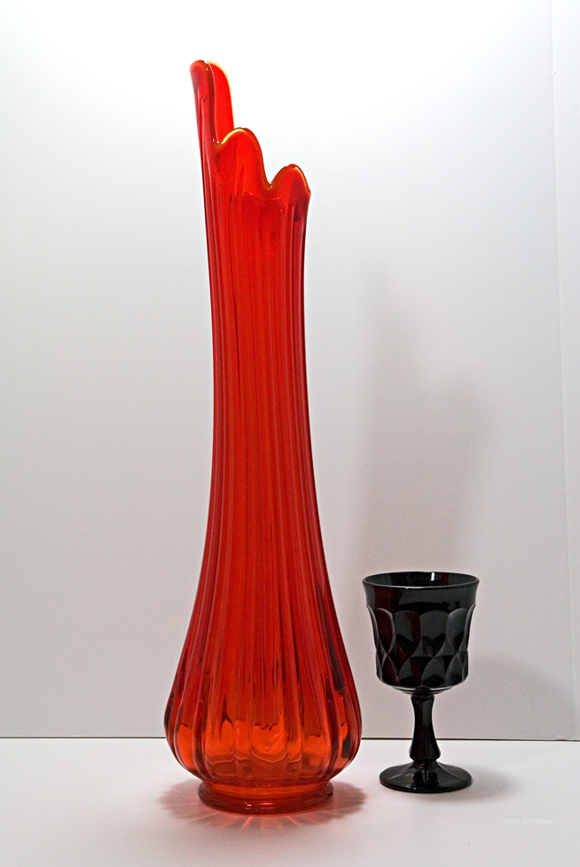 Retro Glass Floor Vase In Persimmon 1960 1970