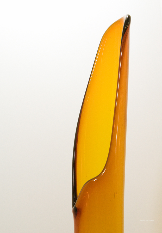 Retro Glass Floor Vase In Dark Amber