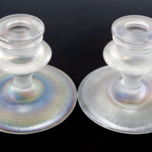 Fenton Art Glass produced this beautiful pearl color in stretch glass during the 1920's - 1930's.
