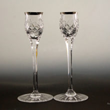 Signed Wedgwood crystal candle stick holder set. Quality and elegance for your table. Circa 1970's - 1980's.