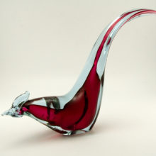 Beautiful vintage art glass bird blown in sommerso.