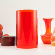 Tangerine retro glass candle chimney made in the 1960's - 1970's.