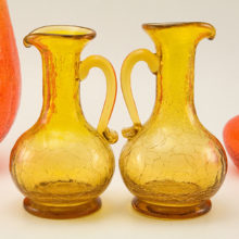 Vintage glass cruets hand-made in the 1960's to 1970's by Kanawha Art Glass.