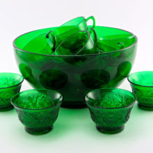 Retro party beverage set by Anchor Hocking, U.S.A. circa 1950's to mid 1960's.