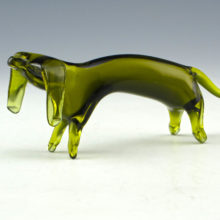 Long and lovable vintage retro glass Dachsund made by hand by one of America's mid-20th Century glass makers.