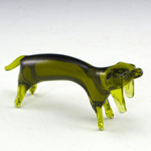 Vintage art glass fgurine. Long and lovable vintage retro glass Dachsund made by hand by one of America's mid-20th Century glass makers.