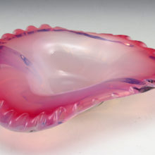 Vintage Fratelli Toso Murano Glass Bowl in Opalescent Pink, Original Sticker