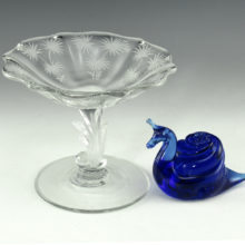 Stylish Lido pattern elegant glass comport to enhance your table. Perfect for those fancy tidbits. Excellent as a hostess gift.