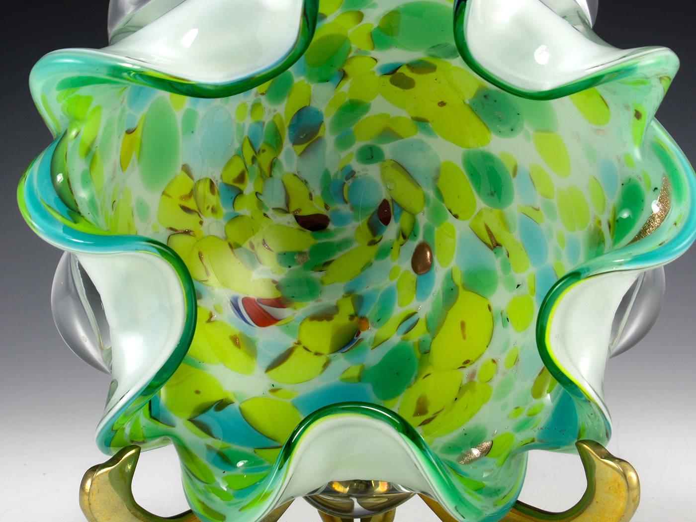 Hand Made Murano Art Glass Confetti Cased Bowl