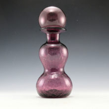 Retro home decor vintage glass Double Gourd #961 bottle by Rainbow Art Glass Blenko Art Glass ball stopper.
