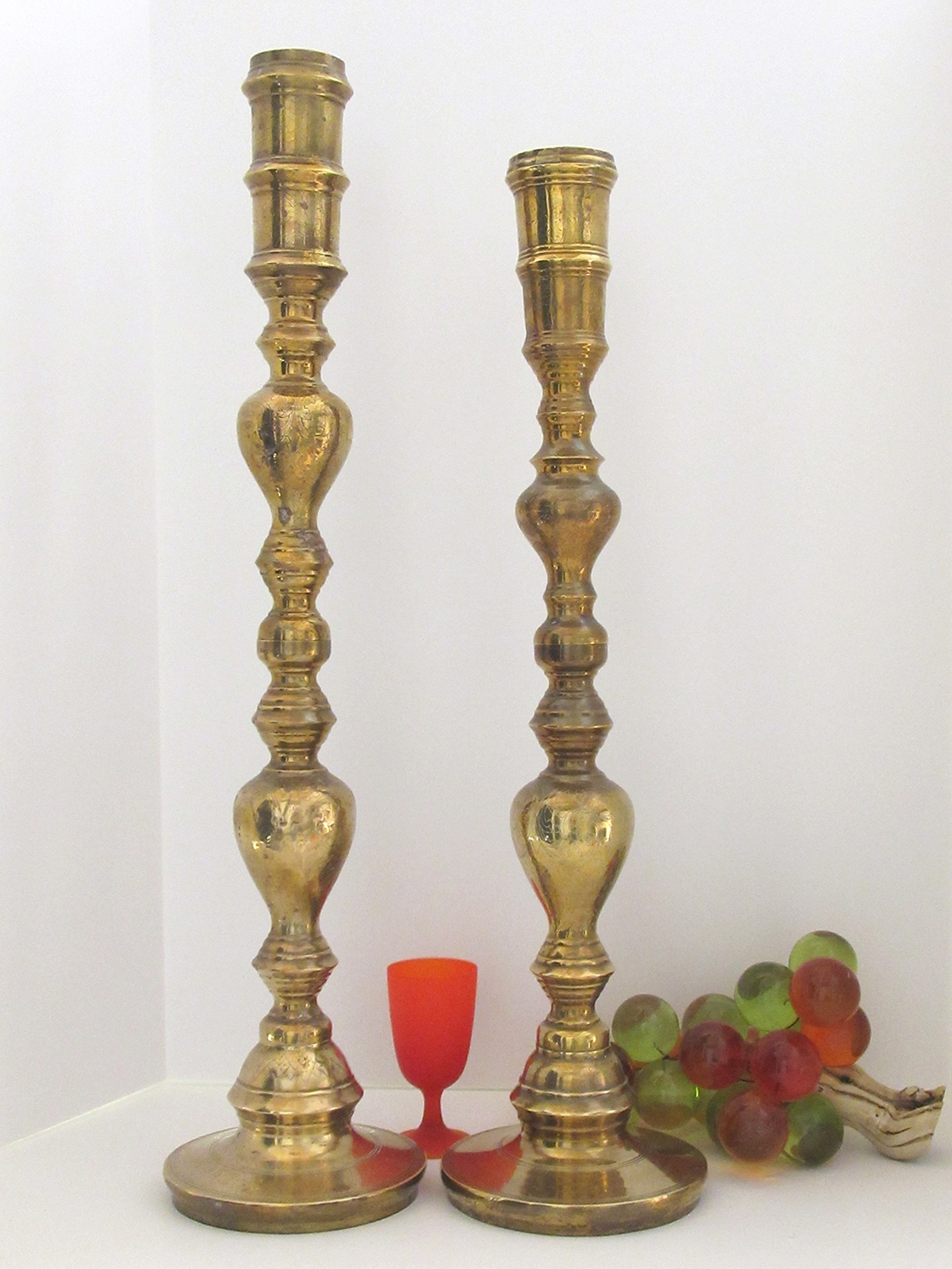 Gigantic Brass Candle Holders Floor Standing Antique