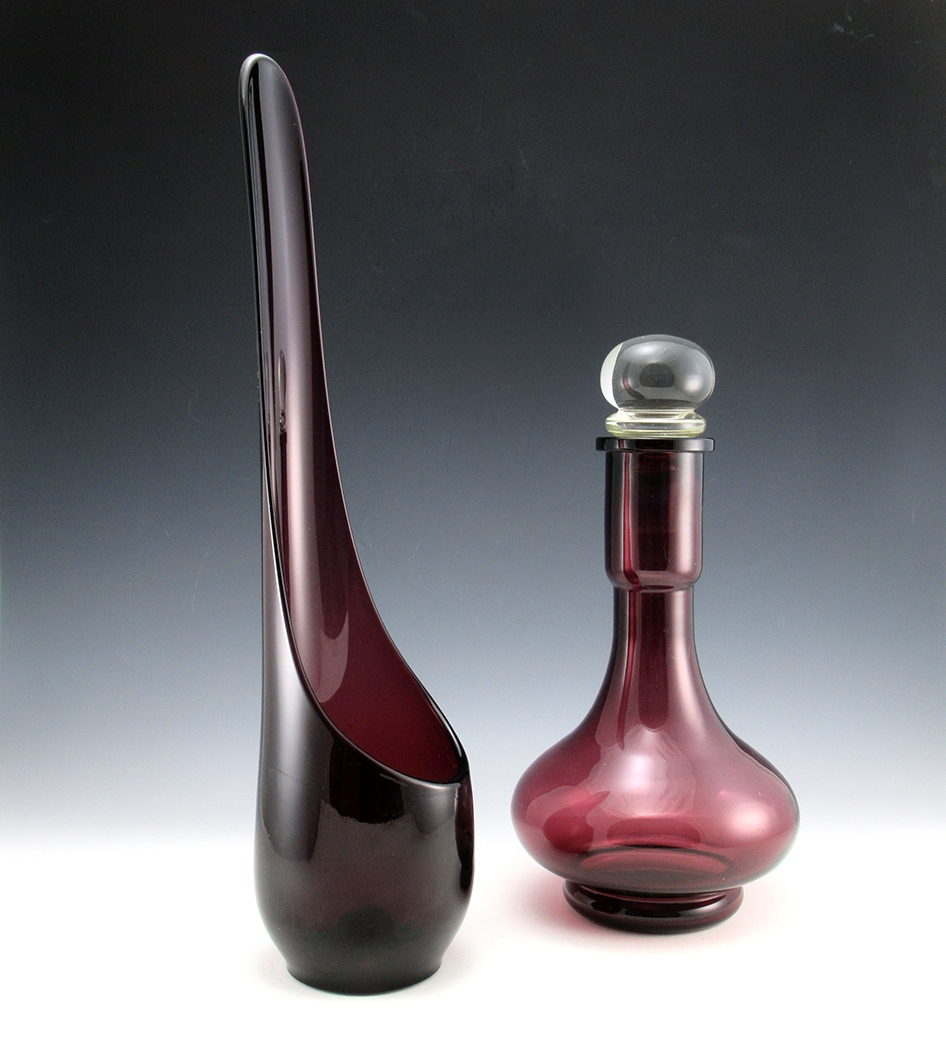 Tall Retro Modern  Decor Candle Vase  Vintage Amethyst Glass
