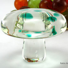 Big art glass mushroom with ink stain spots weighs 3.5 lbs