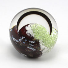 Mercury paperweight hand-made by Glass Eye Studio (USA). Part of the Celestial Series, a group of utterly fascinating paperweights depicting the Universe and its celestial inhabitants. 