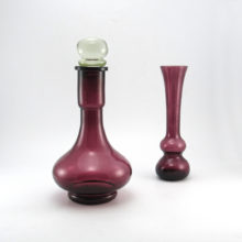 This vintage decanter has a bulbous base, can't be tipped over easily. It's big, can handle a full bottle of your favorite spirit. Measures 12½" tall, 6½ wide, 19" circumference at widest point. Weighs 2 lbs.