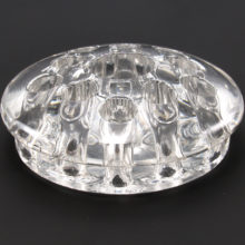 Crystal flower frog candle holder made of quality antique crystal. Due to old-fashioned glass making methods, there are a few tiny trapped air bubbles within the glass.