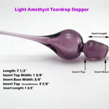 Use these measurements to determine if this amethyst glass teardrop stopper will fit your bottle or decanter.