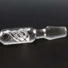 Beautiful air twist stopper in fine crystal. Its superior crystal quality and precise air twist point to a very fine maker. Measures 5" long.