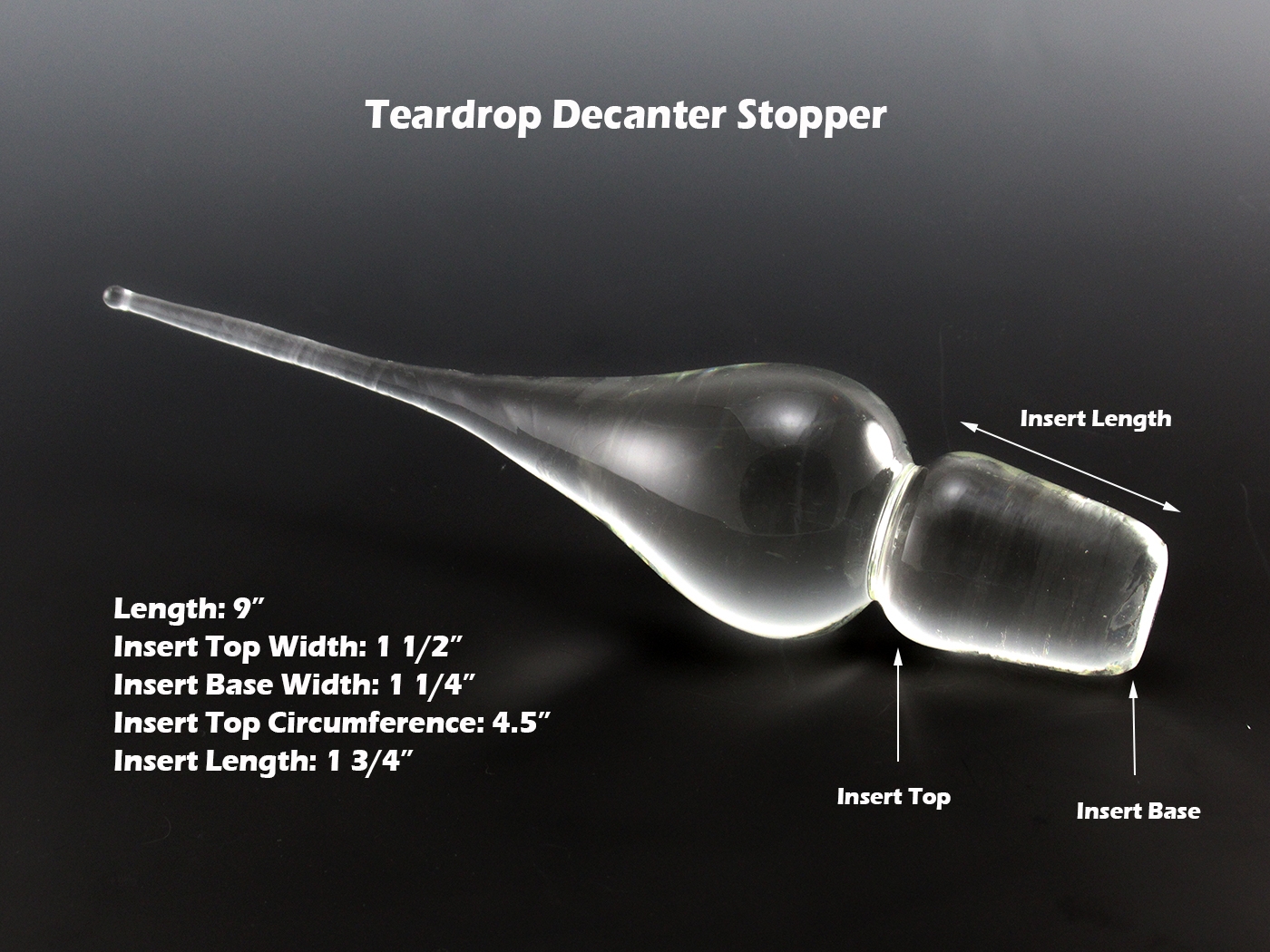 Large Crystal Stopper for Decanter HandBlown Teardrop