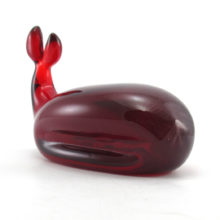 Ruby Whale Vintage Viking Art Glass Figurine or Paperweight.Shown in Viking Art Glass catalog as form #7287. Made in the 1960's,