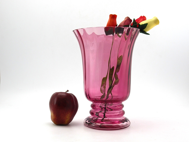 Large Vintage Cranberry Glass Vase by Pilgrim, USA