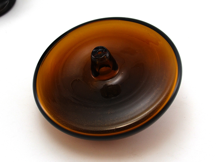 Glass Mushroom Stopper in Cinnamon Brown Mid-Century Modern