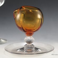 Rare Cambridge table glass ashtray and smoke holder, circa 1920's. Identified as line #3400, part #144 in Colors of Cambridge Glass II by National Cambridge Collectors, on page 62. Described as "cigarette holder, Crystal stem and ashtray foot" and valued at $75.00, published in 2007 .