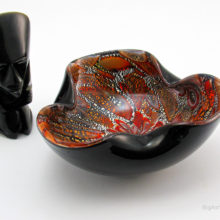 Mid-Century Murano Art Glass bowl fire and ice decor.